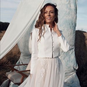 NWOT White Wool Jacket with Pearl Buttons